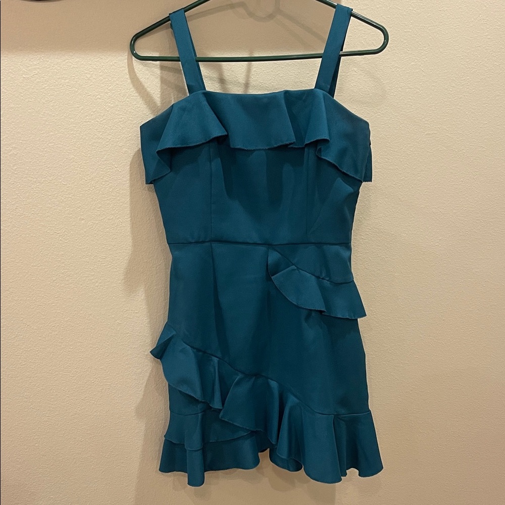 Minuet Teal Ruffle Strap Dress